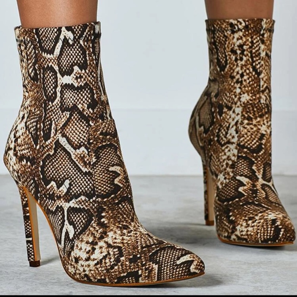 Snakeskin booties